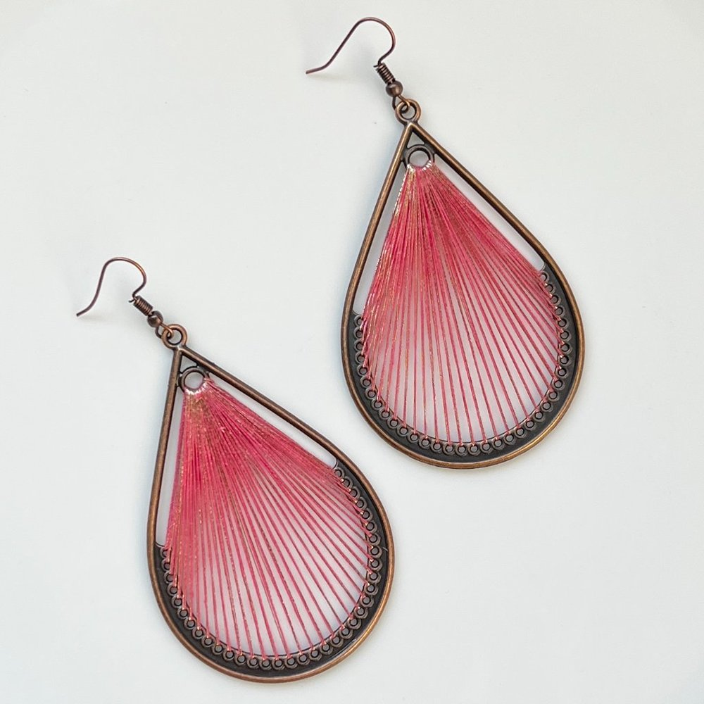 NEW "Dew" Bronze Earrings (Pink)